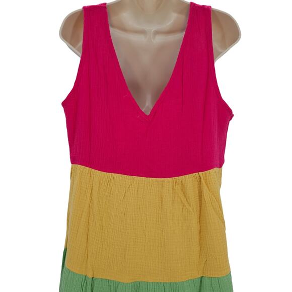 Marine Layer Womans size L Corinne Maxi Dress Rainbow Colorblock Sleeveless NEW - Picture 5 of 8